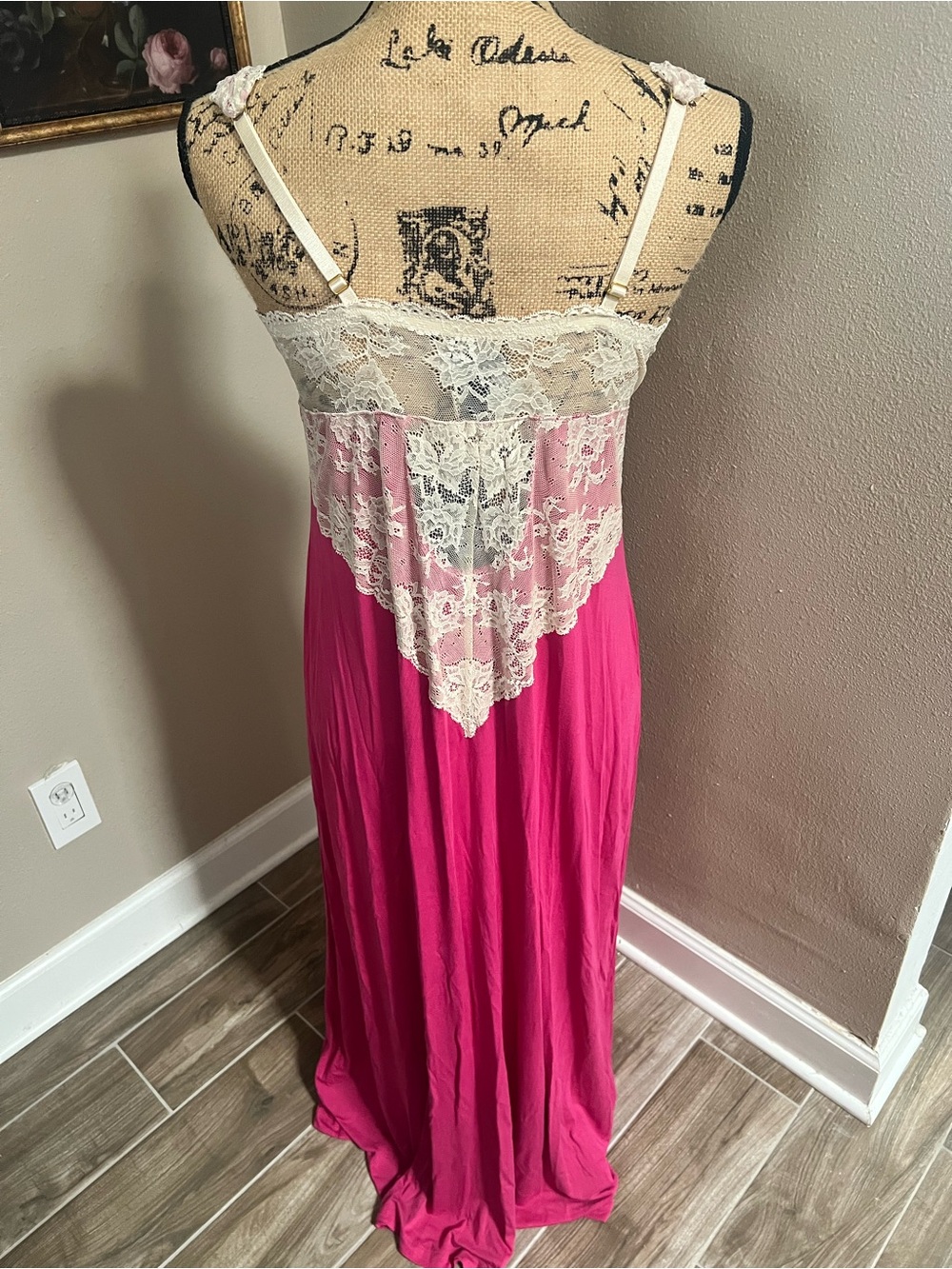 Soma Hot Pink Chemise with White Lace Bodice - Picture 2 of 4